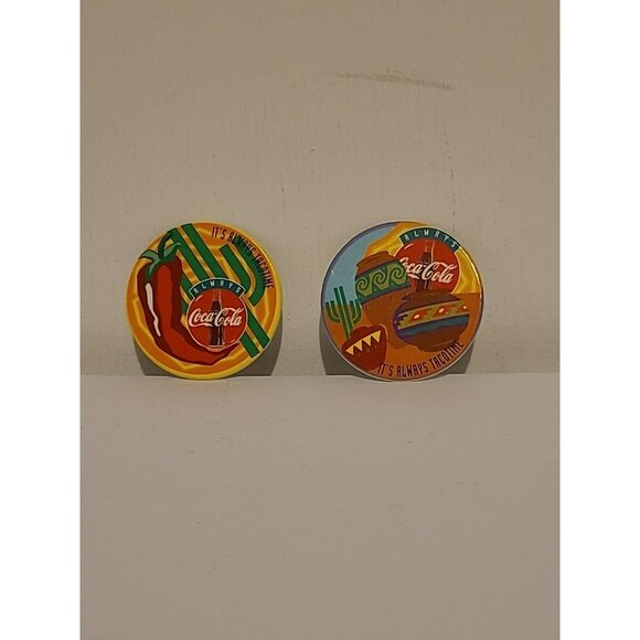 VTG Retro RARE Taco Time Canada Pogs 90s Coca-Cola Time Caps #1 #6 - Picture 1 of 4